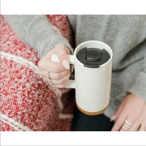 Set of 2 Ello Speckled Travel Mugs with Lids Black and White